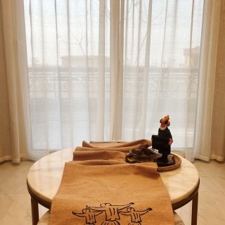 Linen with handmade printed