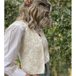 Off white embroidered vest