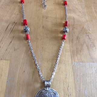 925 silver necklace with natural red coral