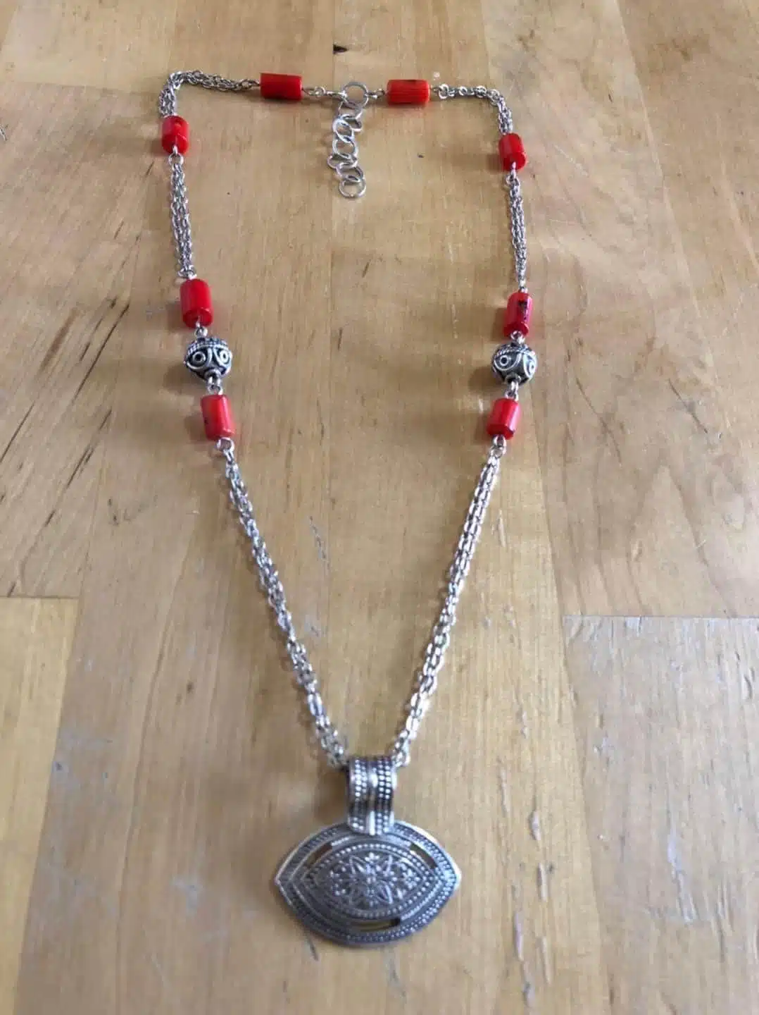 925 silver necklace with natural red coral 1 925 silver necklace with natural red coral