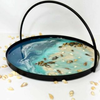 Metal circle tray with resin