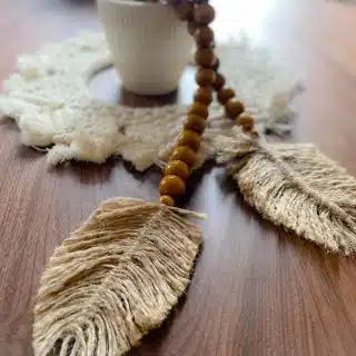 Brown wooden beaded feathers