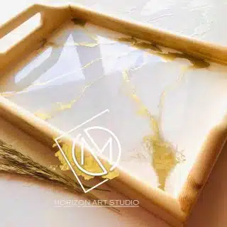 White marble resin tray