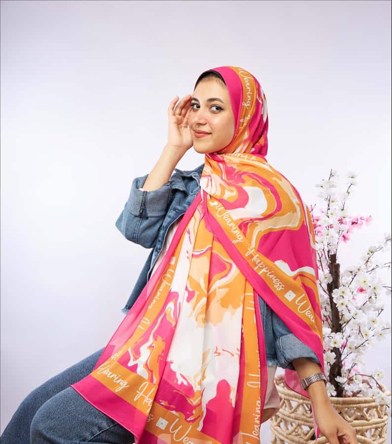 Fushia & orango Scarf 2 chiffon scarf