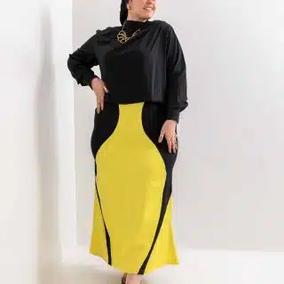 Yellow black skirt