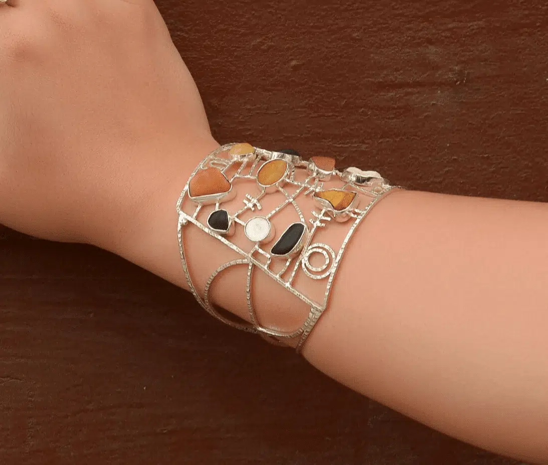 Handmade Sterling Silver Bracelet code 621 1 Natural Stone Bracelet