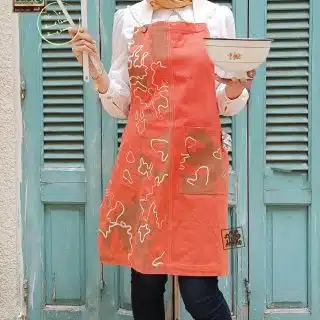 مريلة قطن قماش دك طباعة يدوي .