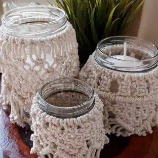 Macrame 3 Candles Set - طقم شموع 3 قطع مكرمية