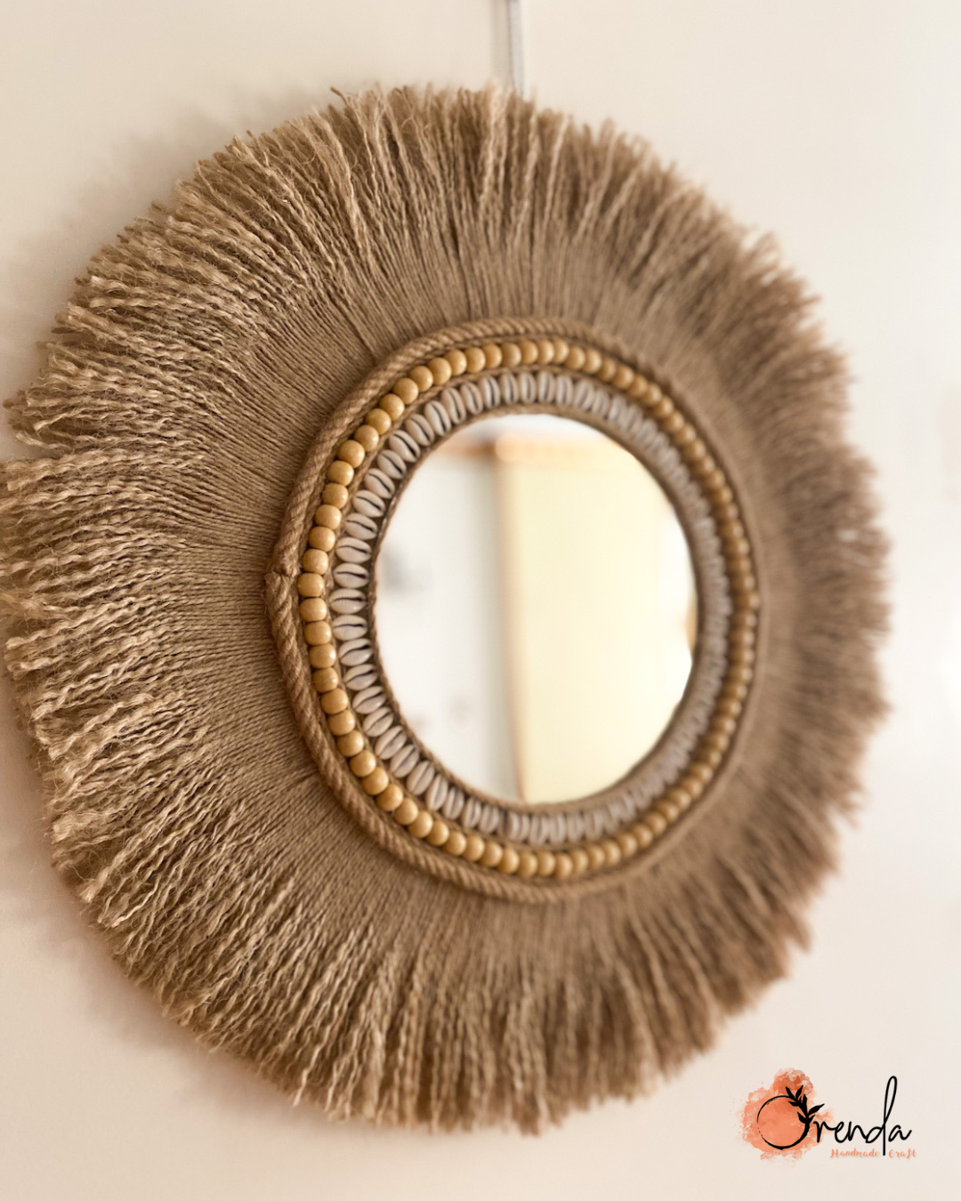 Jute mirror fringe wall decor 1 Jute mirror fringe wall decor