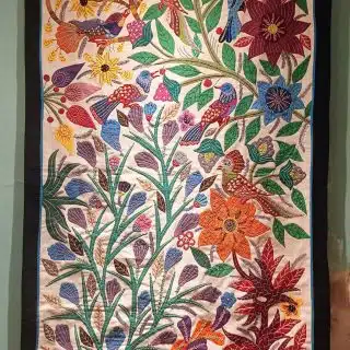 معلقة خيامية مستطيلة تصميم ورود وعصافير