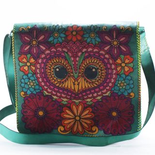 Genuine Leather Messenger Bag, Hand Painted Leather Bag, Cross-Body Leather Bag, Briefcase Leather Bag, Boho Bag