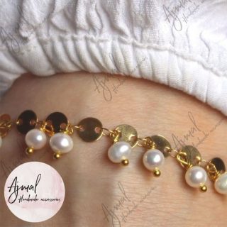 Chinese Gold Bracelet with Natural Peal Stones