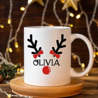 Vinyl customized christmas mugs (reindeer)