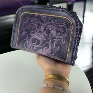 Genuine leather bum bag with card holder inside