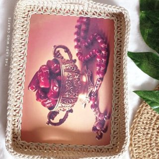 Ramadan crochet wooden tray