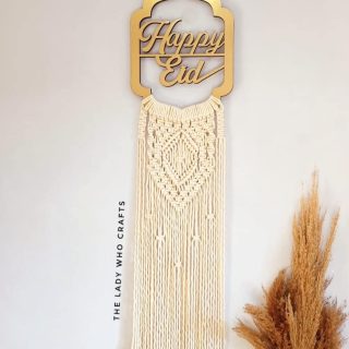 Happy Eid wooden macrame wall hanging ✨