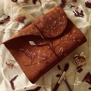 cherry blossoms leather notebook