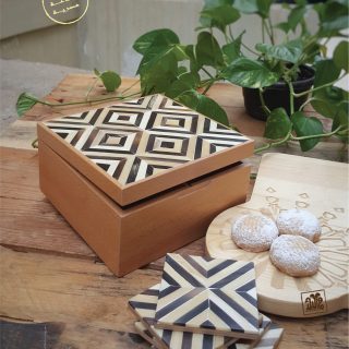 علبة شاي خشب تطعيم .