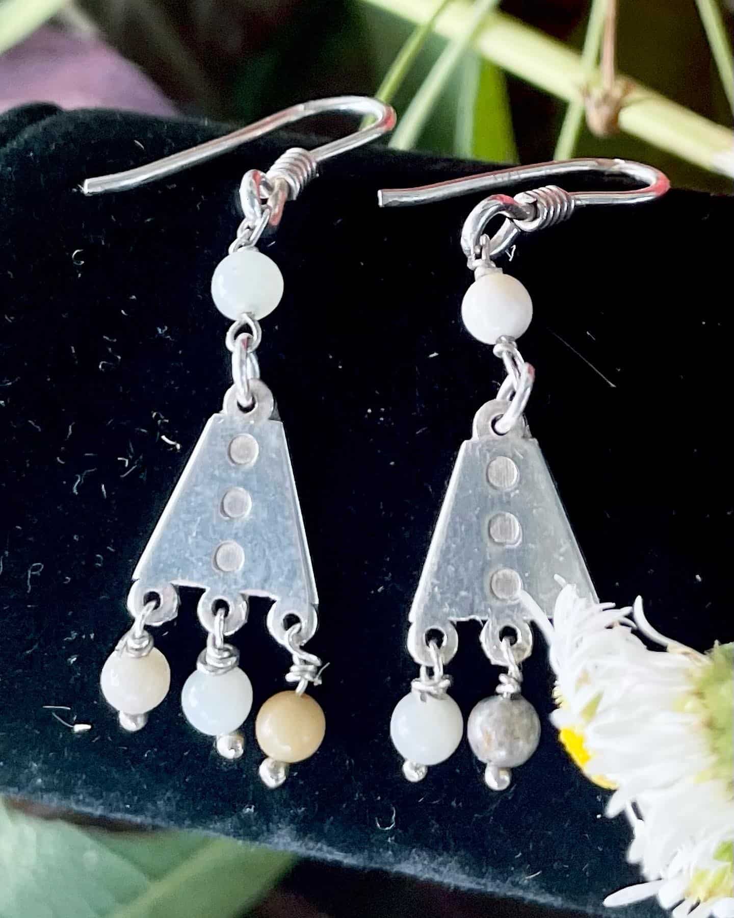 Silver earring with amazonite beads 1 Silver earring with amazonite beads