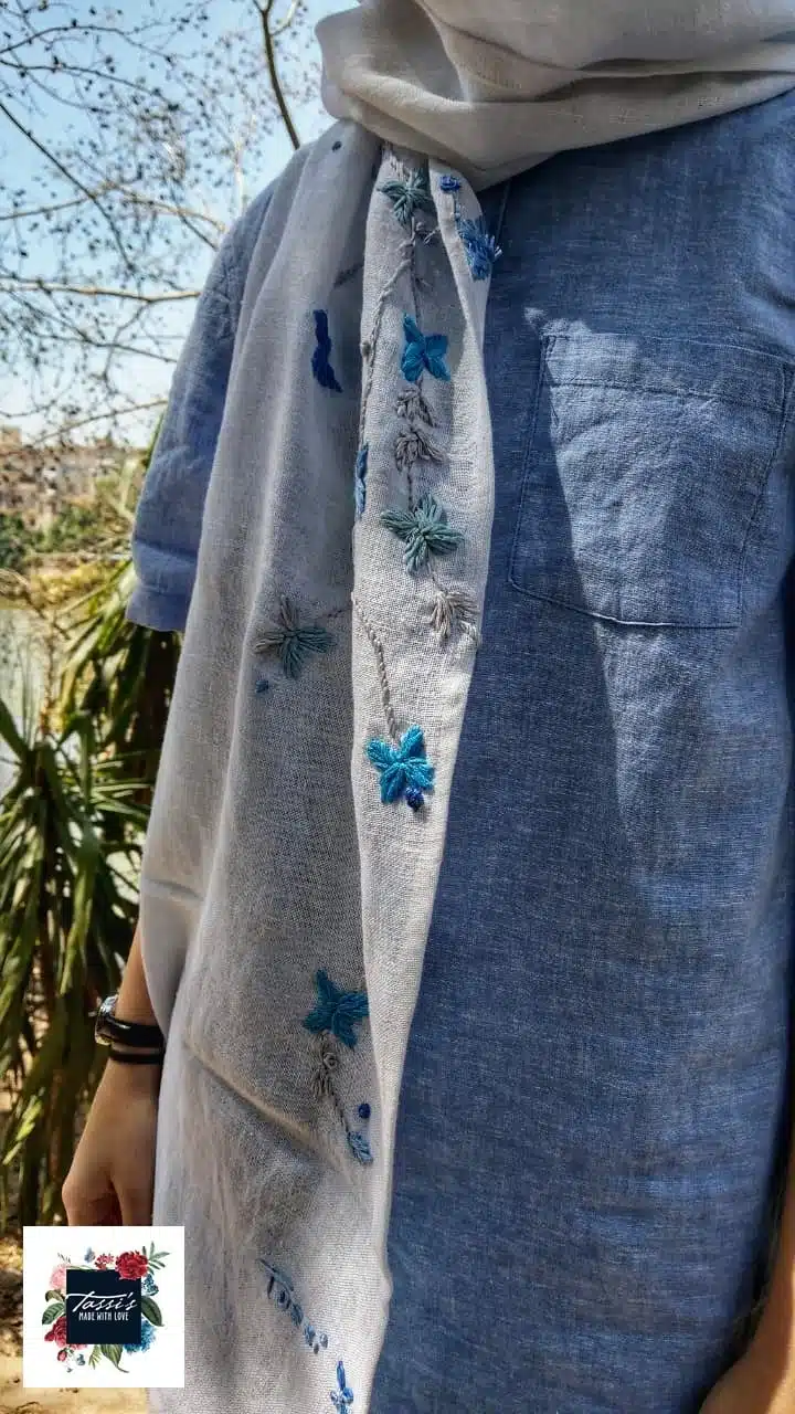 Sea Hues Linen Shawl 2 2 3