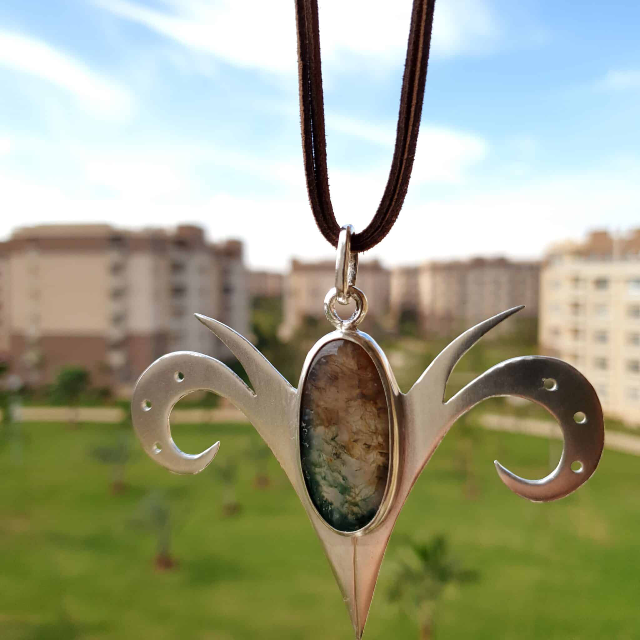 Aries horns with moss agate 2 20201123 114206 03 scaled