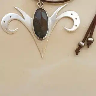 Aries horns with moss agate