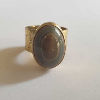 Yemeni agate textured ring