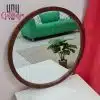 Circle mirror with wooden texture