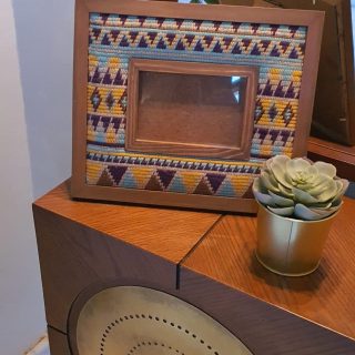 Wooden embroidered photo frame