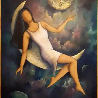 Fly me to the moon painting