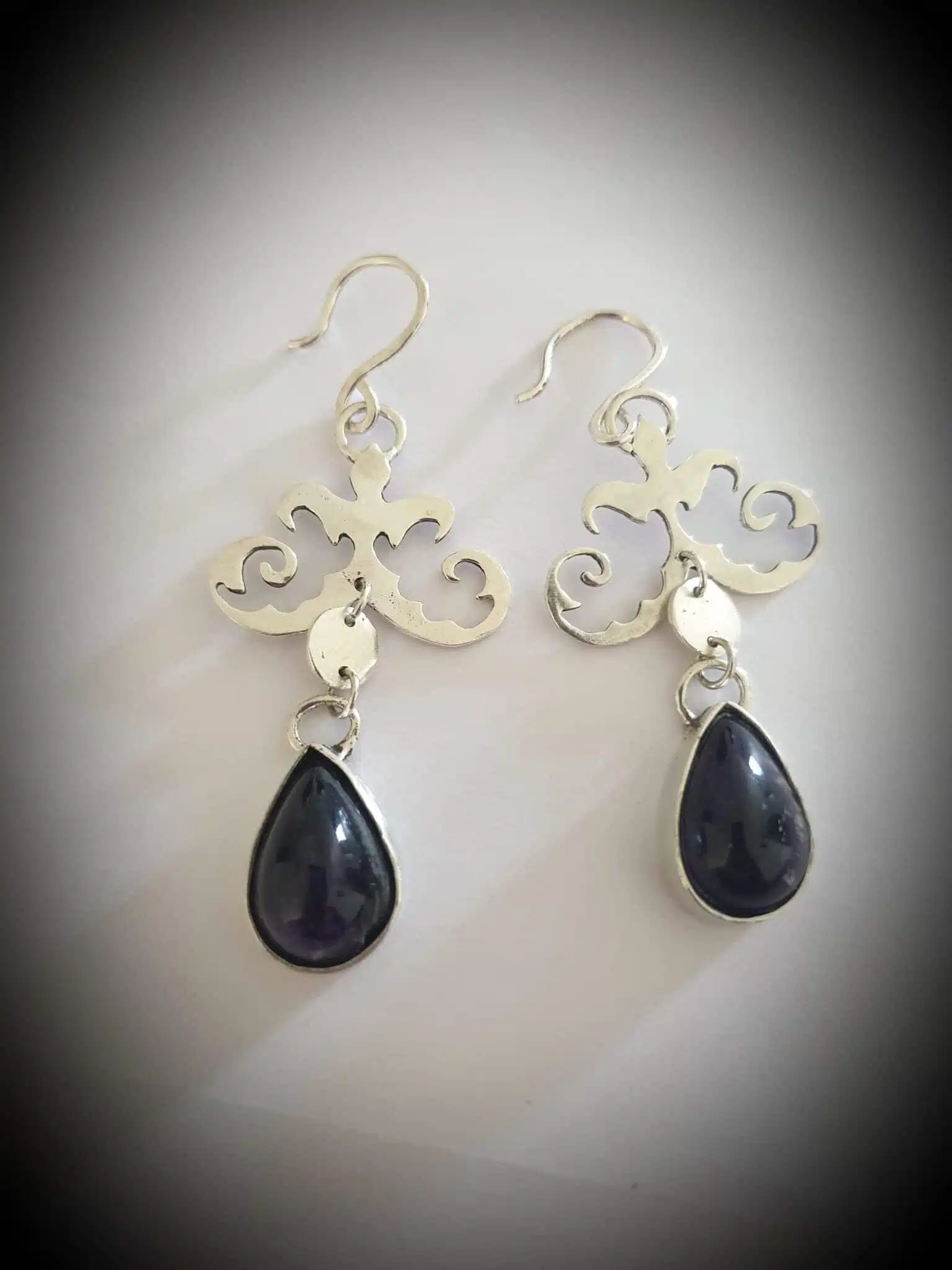 Ornament teardrop silver earring 1 Ornament teardrop silver earring