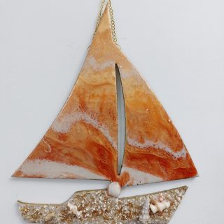 Sunset Ship Wall Hanging 40x40 cm