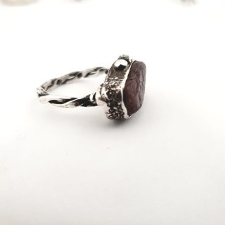 Rectangular tourmaline silver ring