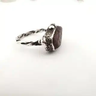 Rectangular tourmaline silver ring