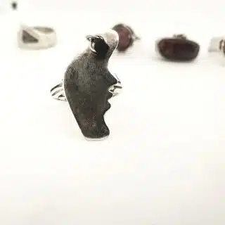 Half face silver ring