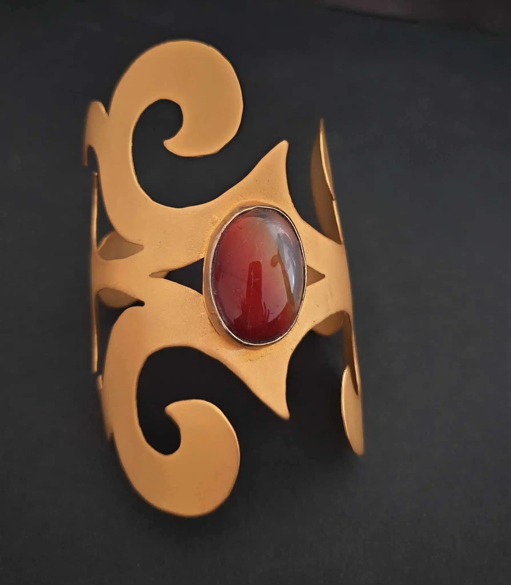 Gold plated folkloric cuff 1 Gold plated folkloric cuff