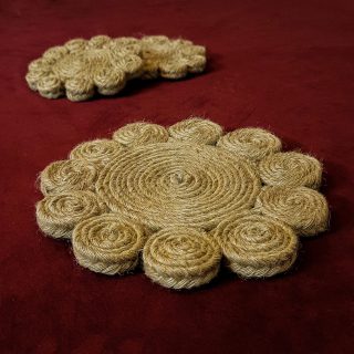 Golden rope Jute Rustic Coaster