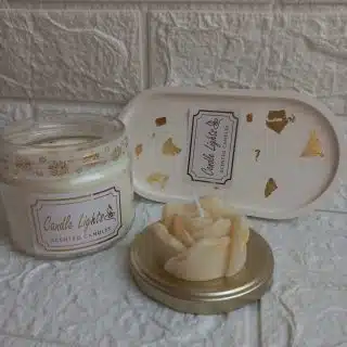 Scented candle+coaster+decor flower candle