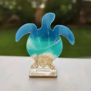 Turtle on Stand with natural seashells 30 cm