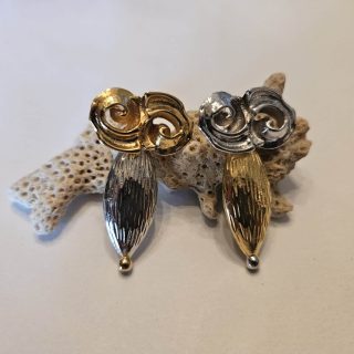 Owl Earrings (sterling silver with gold and yellow plating)
