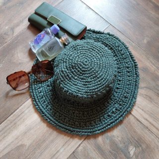 Green burlap hat