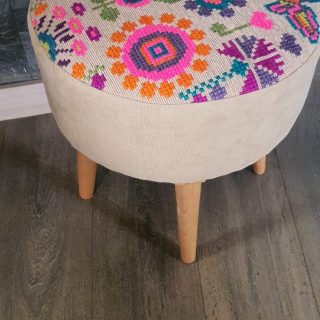 Handmade embroiderd pouf