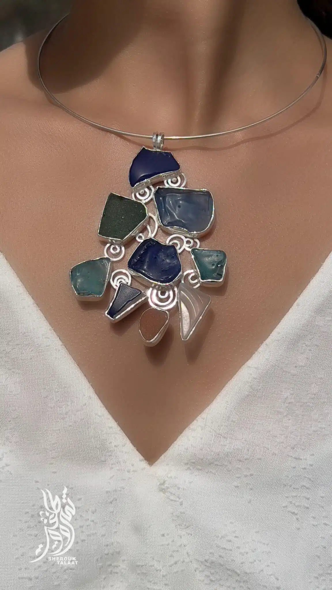 Handmade Sterling Silver Sea Glass Pendant (code447) 1 Handmade Sterling Silver Sea Glass Pendant