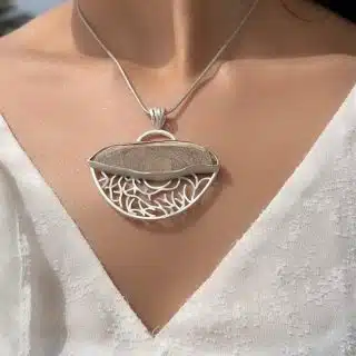 handmade Sterling Silver Desert Stone Pendant "(code 451)