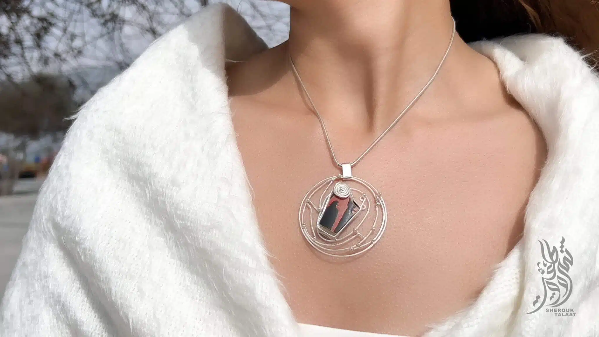 Handmade Sterling Silver- Sea Pottery Necklace (code453) 5 2023 05 17 15 30 IMG 6803 scaled