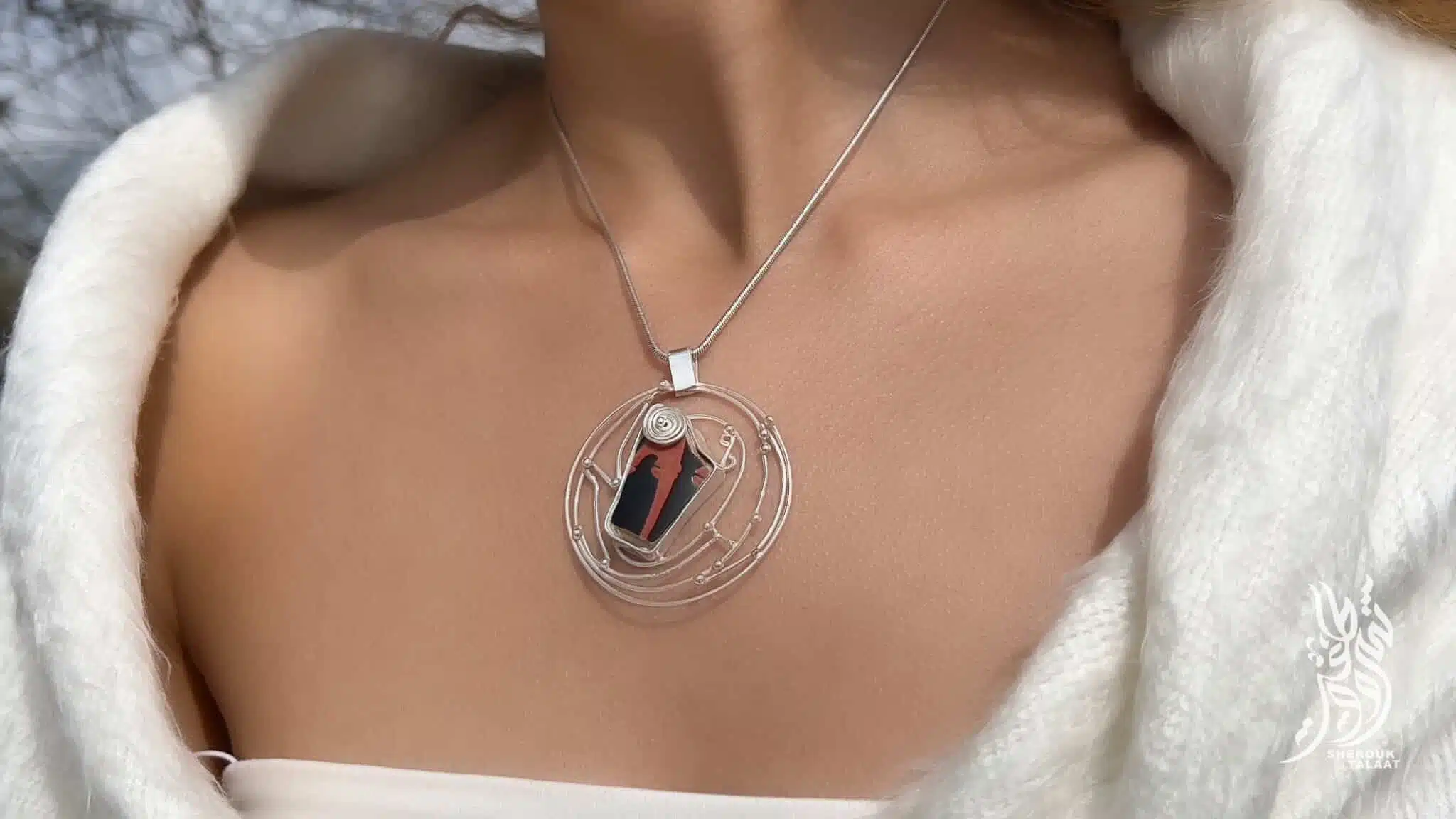 Handmade Sterling Silver- Sea Pottery Necklace (code453) 3 2023 05 17 15 30 IMG 6805 scaled