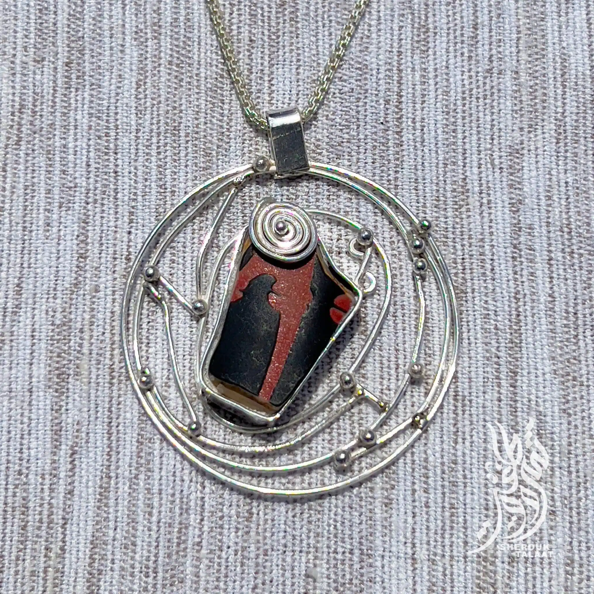 Handmade Sterling Silver- Sea Pottery Necklace (code453) 6 2023 05 18 10 53 IMG 6957 scaled