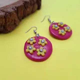 Polymer clay dangling earrings 'Blossom'