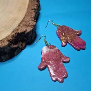 Polymer clay dangling earrings 'Marble Kaff'