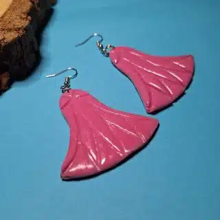 Polymer clay dangling earrings 'lotus' pink